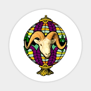 Goat head with horn in colorful lampshade Magnet